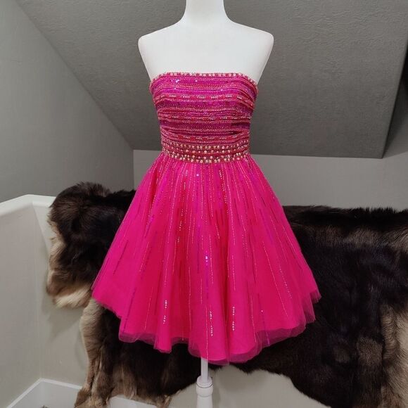 Sweet & Shining Strapless Sequins & Beads Party Dress - Picture 1 of 16